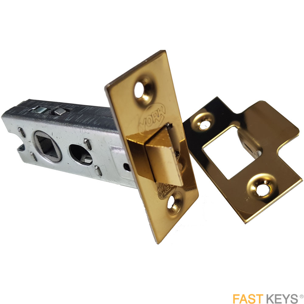 York tubular door latch, 63mm, brass finish. Door Latches